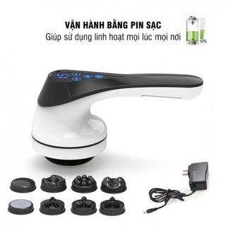 Máy massage cầm tay 8 đầu pin sạc Puli PL-665DC, mát xa giảm đau nhức toàn thân và giảm mỡ bụng