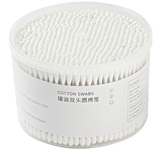 Hộp 500 tăm bông thân gỗ 2 đầu tròn không sơ bông