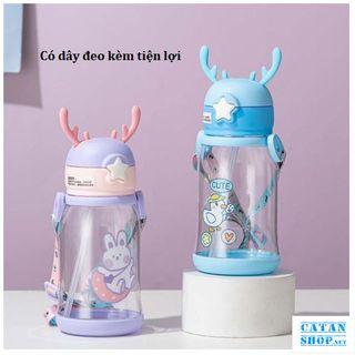 Bình Uống Nước Mang Đi Học Bình Sừng Huơu Tuần Lộc Cho Bé Dung Tích 600ml