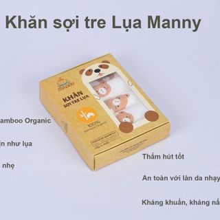 Set 5 Khăn Sữa Hoạ Tiết 100% Sợi Tre Organic Cho Bé (30x30Cm) Mềm Mịn, Thoáng Nhẹ, Thấm Hút Cực Tốt, Khăn Sữa Sợi Tre Manny