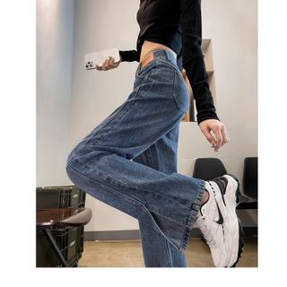 Quần Bò Nữ Ống Rộng Cạp Cao - Quần Jean Nữ Dáng Suông Màu Xanh Basic Phong Cách Hàn Quốc Q-2