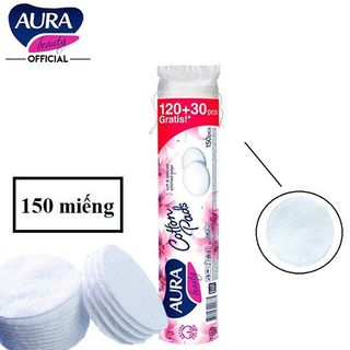 Bông tẩy trang 100% Cotton AURA 150 miếng chính hãng - Marisa Beauty