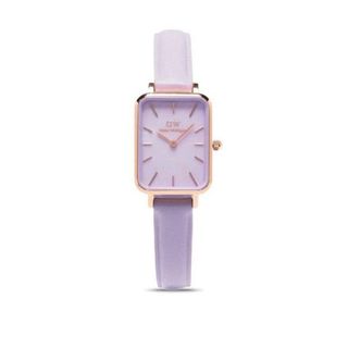 ĐỒNG HỒ NỮ CAO CẤP D.W QUADRO LAVENDER DÂY DA TÍM MẶT CHỮ NHẬT