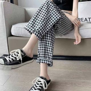 QUẦN NỮ DÀI CARO LƯNG THUN - AUSA HOUSE