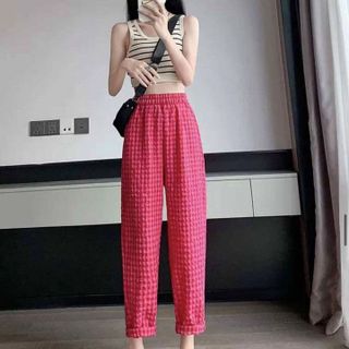 QUẦN NỮ DÀI CARO LƯNG THUN - AUSA HOUSE