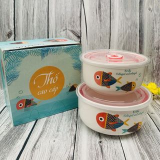 Bộ 2 Bát Sứ Nắp hut chân không ( THÙNG 48B)