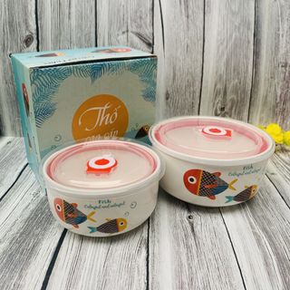 Bộ 2 Bát Sứ Nắp hut chân không ( THÙNG 48B)