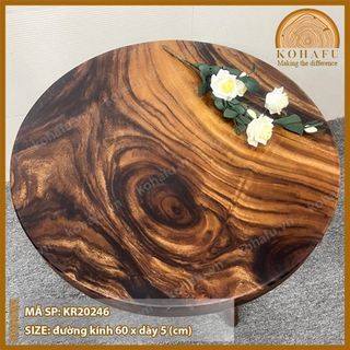 Mặt bàn tròn gỗ me tây nguyên tấm KOHAFU - Đường Kính 60-65cm giá sỉ