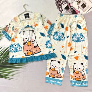 Đồ bộ dài tiểu thư cổ tròn ren