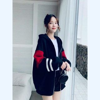 ÁO KHOÁC HOODIE NAM NỮ PHỐI KHÓA KÉO THIẾT KẾ TAT 2 SỌC NGANG THÊU CHỮ G CÓ NÓN -HTM FASHION giá sỉ