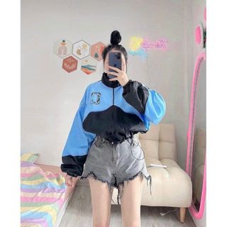 ÁO KHOÁC DÙ NỮ CROPTOP DÁNG LỬNG HỌA TIẾT CHỮ CELNIE CHẤT DÙ 2 LỚP THOÁNG MÁT -HTM FASHION giá sỉ