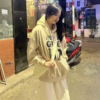 ÁO HOODIE CẶP ĐÔI NAM NỮ FORM RỘNG CÓ NÓN TRÒNG ĐẦU IN CHỮ NEVER GIVE UP -HTM FASHION