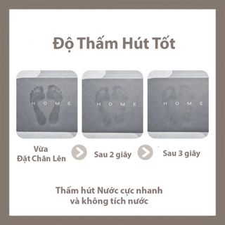Thảm Lau Chân Silicon Siêu Thấm Hút, Khô Chân Nhanh, Chống Trơn Trượt Cho Phòng Tắm Nhà Bếp - KiMi Decor