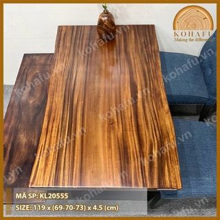 Mặt Bàn Dài Cafe Gỗ Me Tây Nguyên Tấm Tự Nhiên KOHAFU - Dài 1.2m