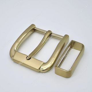 Mặt khoá dây nịt nam DKK-076 | Đầu khoá xỏ kim bảng 4F màu vàng đồng hoạ tiết nhám giữa 2 gạch độc đáo