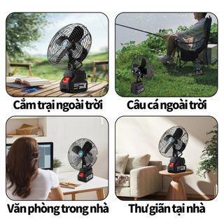 Quạt Tích Điện Lithium Đế Pin mikita Kích Thước 8inch, Chất Liệu Thép Sơn Tích Điện, Quạt tích điện lồng sắt