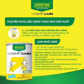 Sữa Tăng Cân Appeton Weight Gain cho Người lớn hương Vanilla 450g