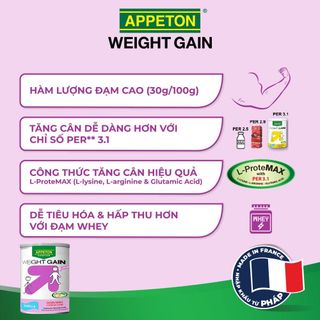 Sữa Tăng Cân Appeton Weight Gain Junior cho Trẻ Em hương Vanila 450g