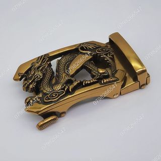 Mặt khoá thắt lưng nam DKT-001 | Đầu khoá cài tự động bảng 4F vàng đồng hình linh thú | Đầu khoá giao ngẫu nhiên