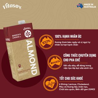 Sữa hạt Hạnh Nhân Vitasoy Almond cho Barista Pha Chế - Hộp 1L
