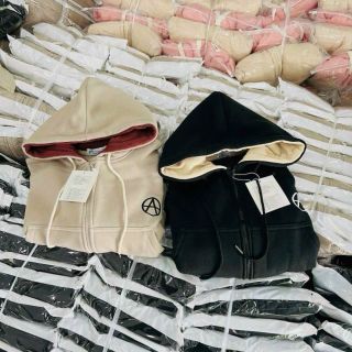 Áo khoác nỉ dày dặn, dáng lửng, dây kéo phao,nón 2 lớp vải chính, logo thêu @ freesize dưới 68kg giá sỉ - giá bán buôn
