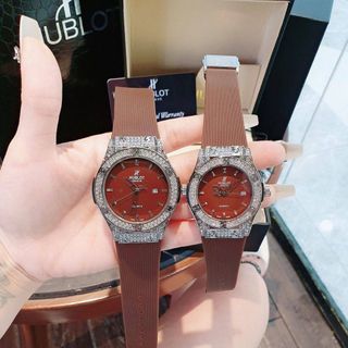 HOT SALE: ĐỒNG HỒ NAM NỮ THỜI TRANG HUB 2 VIỀN HỘT DÂY CAO SU