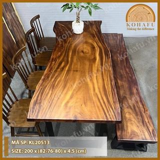 Mặt Bàn Dài Gỗ Me Tây Nguyên Tấm Tự Nhiên KOHAFU - Dài 200-240cm