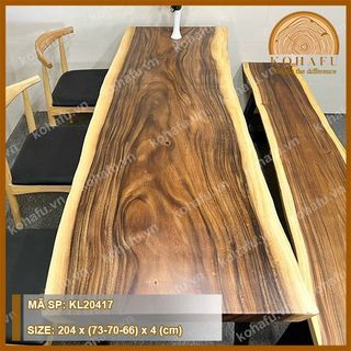 Mặt Bàn Dài Gỗ Me Tây Nguyên Tấm Tự Nhiên KOHAFU - Dài 200-240cm