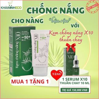 Kem Chống Nắng X10 Thuần Chay Khải Minh Eco 50g - Bảo vệ da, nâng tone da trắng hồng