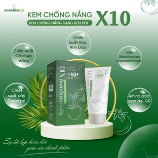 Kem Chống Nắng X10 Thuần Chay Khải Minh Eco 50g - Bảo vệ da, nâng tone da trắng hồng