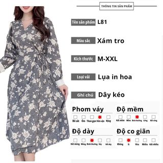 Váy trung niên in hoa cho mẹ sang trọng bigsize cao cấp dự tiệc thiết kế dáng chữ A, tay lỡ - L81