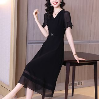 Váy trung niên dự tiệc sang trọng cho mẹ bigsize, thiết kế dáng xòe che khuyết điểm tốt - P03