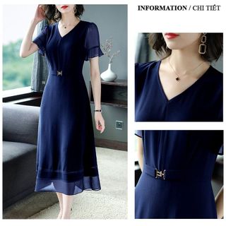 Váy trung niên dự tiệc sang trọng cho mẹ bigsize, thiết kế dáng xòe che khuyết điểm tốt - P03