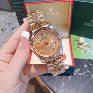 XẢ KHO ĐỒNG HỒ NAM NỮ CAO CẤP RÔ LE MÀU GOLD ROSE MÁY NHẬT KÍNH SAPHIRE 2