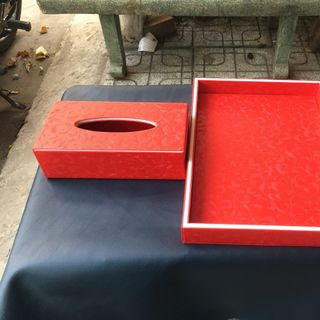 Xưởng sản xuất khay gỗ bọc da, khay bọc da khách sạn, bộ sản phẩm bọc da, hộp khăn giấy bọc da