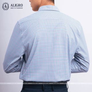 ÁO SƠ MI DÀI TAY NAM ALIGRO KẺ XANH TRẮNG ALGS176 - ALIGRO