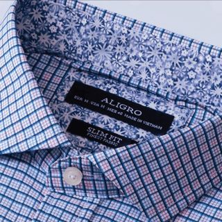ÁO SƠ MI DÀI TAY NAM ALIGRO KẺ XANH TRẮNG ALGS176 - ALIGRO
