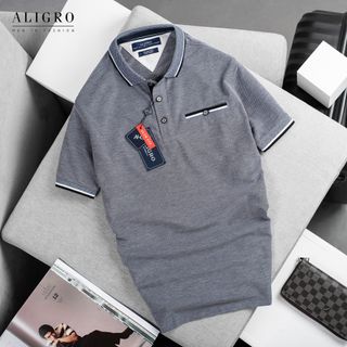 ÁO POLO NAM NGẮN TAY MÀU GHI CHẤT LIỆU COTTON ĐƠN GIẢN SANG TRỌNG ALGPLO40 - ALIGRO