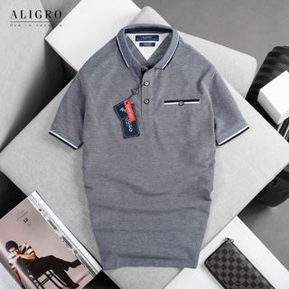 ÁO POLO NAM NGẮN TAY MÀU GHI CHẤT LIỆU COTTON ĐƠN GIẢN SANG TRỌNG ALGPLO40 - ALIGRO