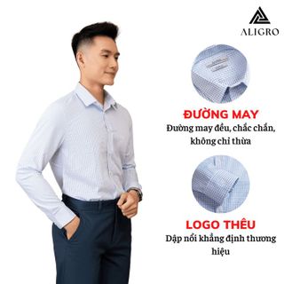 ÁO SƠ MI NAM DÀI TAY ALIGRO 100% CHẤT LIỆU BAMBOO SỢI TRE SỌC CARO MÀU XANH CỔ BẺ DÁNG ÔM ALGS220 - ALIGRO