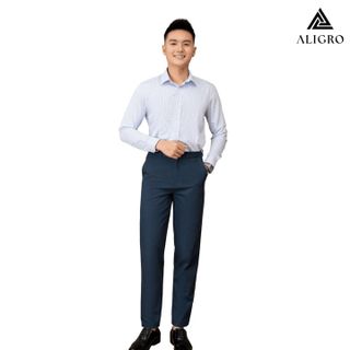 ÁO SƠ MI NAM DÀI TAY ALIGRO 100% CHẤT LIỆU BAMBOO SỢI TRE SỌC CARO MÀU XANH CỔ BẺ DÁNG ÔM ALGS220 - ALIGRO