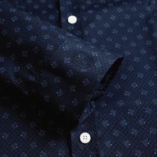 ÁO SƠ MI NAM DÀI TAY ALIGRO CỔ BẺ DÁNG ÔM BODY 100% CHẤT COTTON NAVY VÂN Ô ALGS223 - ALIGRO