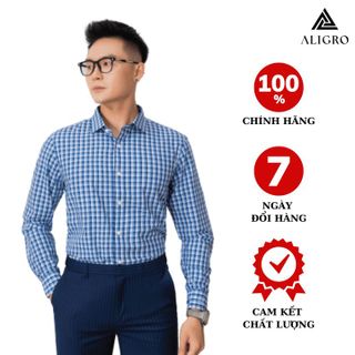 ÁO SƠ MI NAM DÀI TAY ALIGRO CHẤT LIỆU BAMBOO CAO CẤP MỀM MỊN, KHÁNG KHUẨN, CHỐNG TIA UV KẺ CARO XANH ALGS215 - ALIGRO