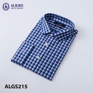 ÁO SƠ MI NAM DÀI TAY ALIGRO CHẤT LIỆU BAMBOO CAO CẤP MỀM MỊN, KHÁNG KHUẨN, CHỐNG TIA UV KẺ CARO XANH ALGS215 - ALIGRO