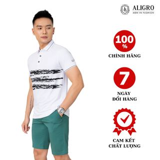 ÁO POLO NAM NGẮN TAY TRẮNG KẺ PHỐI NGANG, CHẤT VẢI COOLMAX CỔ BẺ PHỐI BO TAY, TRẺ TRUNG, NĂNG ĐỘNG ALGPLO70 - ALIGRO