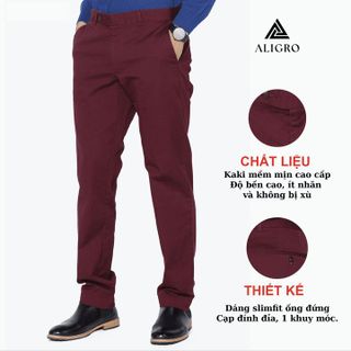 QUẦN KAKI NAM, QUẦN THÔ MÀU ĐEN DÁNG SLIMFIT, CHẤT LIỆU VẢI KAKI CAO CẤP BỀN ĐẸP, THIẾT KẾ CẠP ĐÍNH ĐỈA ALIGRO ALGK015 - ALIGRO