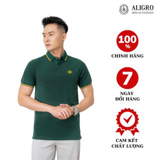 ÁO POLO NAM NGẮN TAY MÀU XANH KÉT CHẤT LIỆU COTTON CỔ PHỐI NĂNG ĐỘNG TRẺ TRUNG ALGPLO54 - ALIGRO