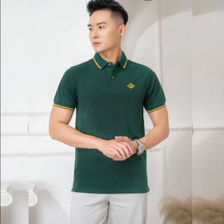 ÁO POLO NAM NGẮN TAY MÀU XANH KÉT CHẤT LIỆU COTTON CỔ PHỐI NĂNG ĐỘNG TRẺ TRUNG ALGPLO54 - ALIGRO