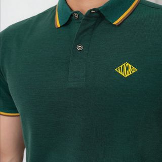 ÁO POLO NAM NGẮN TAY MÀU XANH KÉT CHẤT LIỆU COTTON CỔ PHỐI NĂNG ĐỘNG TRẺ TRUNG ALGPLO54 - ALIGRO