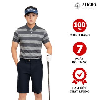 ÁO POLO NAM NGẮN TAY ALGPLO57 CHẤT VẢI COOLMAX HOẠ TIẾT KẺ NGANG, NHẸ, MỀM MẠI TRÊN DA, THẤM HÚT ƯU VIỆT - ALIGRO
